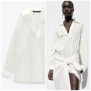 ZARA STRIPED FABRIC SHIRT